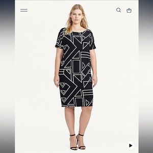 Lauren Ralph Lauren - 3x black/cream geometric print dress